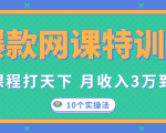 爆款网课特训营，一套课程打天下，网课变现的10个实操法，月收入3万到10万-阳知网创资源库