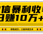 微信暴利收单日赚10万+，IP精准流量黑洞与三板斧成交术帮助你迅速步入正轨（完结）-阳知网创资源库