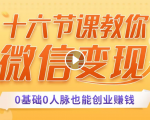 十六节课教你零基础微信变现,用单品打爆市场,每月收入超过10万+-阳知网创资源库