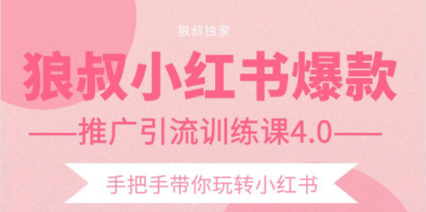 狼叔小红书爆款推广引流训练课4.0,手把手带你玩转小红书-阳知网创资源库
