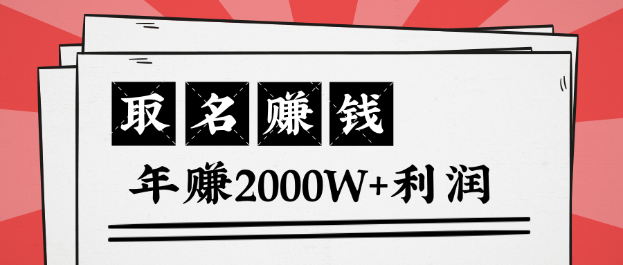 王通:不要小瞧任何一个小领域,取名技能也能快速赚钱,年赚2000W+利润-阳知网创资源库