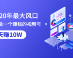 抓住2020年最大风口,小白也能做一个赚钱视频号,12天赚10W(赠送爆款拆解)-阳知网创资源库
