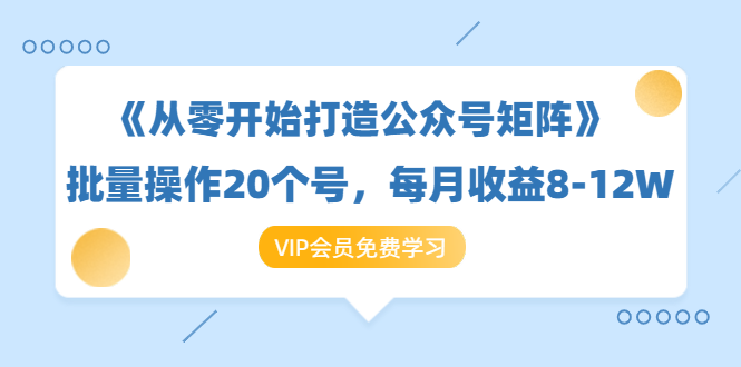 《从零开始打造公众号矩阵》批量操作20个号,每月收益大概8-12W(44节课)-阳知网创资源库