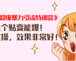 《小红书超级暴力引流特训营》随便发个贴变能爆,详细实操,效果非常好!-阳知网创资源库