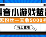 赚钱计划:抖音小游戏蓝海项目,无粉丝一天收入5000+-阳知网创资源库