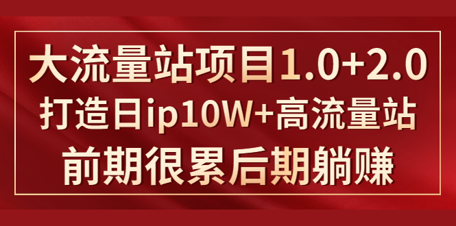 《大流量站项目1.0+2.0》打造日IP10W+高流量站,前期很累后期躺赚-阳知网创资源库