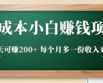 零成本小白赚钱实操项目,一天可赚200+ 每个月多一份收入来源-阳知网创资源库