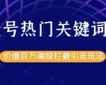 公众号热门关键词截留精准引流实战课程,价值百万高级拦截引流玩法!-阳知网创资源库