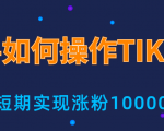 新手小白操作TIKTOK,3天从0到10000粉丝撸美金实战分享-阳知网创资源库