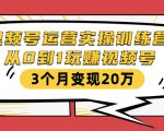 视频号运营实操训练营:从0到1玩赚视频号,3个月变现20万-阳知网创资源库
