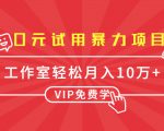 0元试用暴力项目:一个员工每天佣金单500到1000,工作室月入10万+-阳知网创资源库