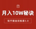 知乎掘金训练课3.0:低成本,可复制,流水线化先进操作模式 月入10W秘诀-阳知网创资源库