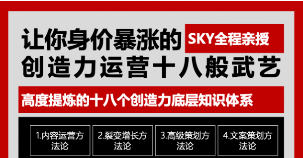 让你的身价暴涨的创造力运营十八般武艺 高度提炼的18个创造力底层知识体系-阳知网创资源库