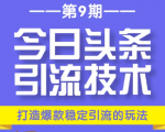 今日头条引流技术第9期,打造爆款稳定引流 百万阅读玩法,收入每月轻松过万-阳知网创资源库
