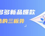 拼多多新品爆款打造的三板斧,快速提升销量+转化+点击率(视频课程)-阳知网创资源库
