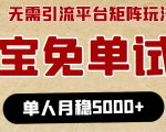 淘宝免单项目:无需引流、单人每天操作2到3小时,月收入5000+长期-阳知网创资源库