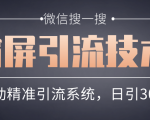 微信搜一搜霸屏引流技术,打造被动精准引流系统,轻松日引300+流量-阳知网创资源库