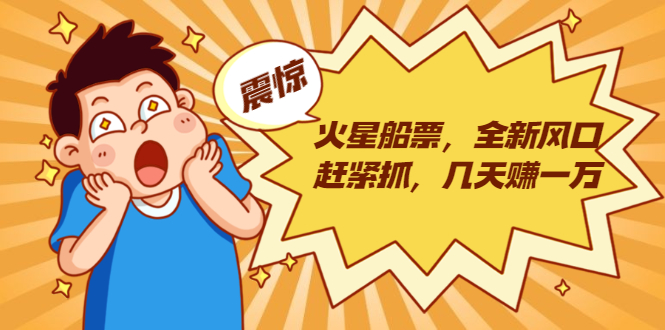 火星船票，全新风口赶紧抓，几天赚一万+摆地摊卖尾货月入一万（5个项目）-阳知网创资源库