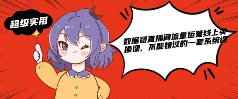 数据哥直播间流量运营线上实操课，不能错过的一套系统课-阳知网创资源库