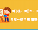 在家能操作的赚钱项目:0门槛、0成本、0资源,只需一部手机 就能日赚1000+-阳知网创资源库