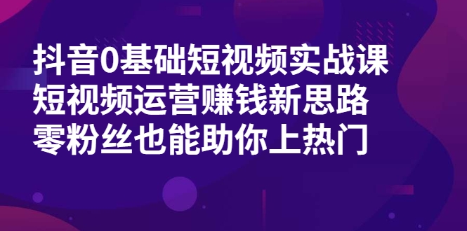 抖音0基础短视频实战课,短视频运营赚钱新思路,零粉丝也能助你上热门-阳知网创资源库