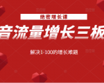 绝密增长课:抖音流量增长三板斧,解决1-100的增长难题-阳知网创资源库