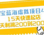 淘宝蓝海虚拟项目4.0，15天快速起店，单天利润200到2000元-阳知网创资源库