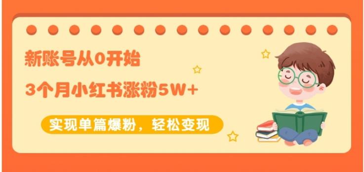生财小红书涨粉变现:新账号从0开始3个月小红书涨粉5W+实现单篇爆粉-阳知网创资源库