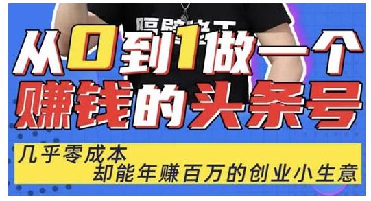 佬王·从0到1做一个赚钱的头条号，几乎零成本，却能年赚百万的创业项目-阳知网创资源库