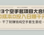 23个空手套项目大合集,0成本0投入日赚千元,干了就赚钱纯空手套生意经-阳知网创资源库
