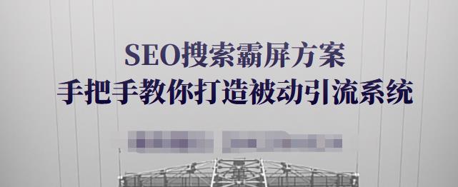 SEO搜索霸屏方案,手把手教你打造被动引流系统【视频课程】-阳知网创资源库