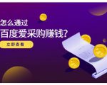 大王·怎么通过百度爱采购赚钱,已经通过百度爱采购完成200多万的销量-阳知网创资源库
