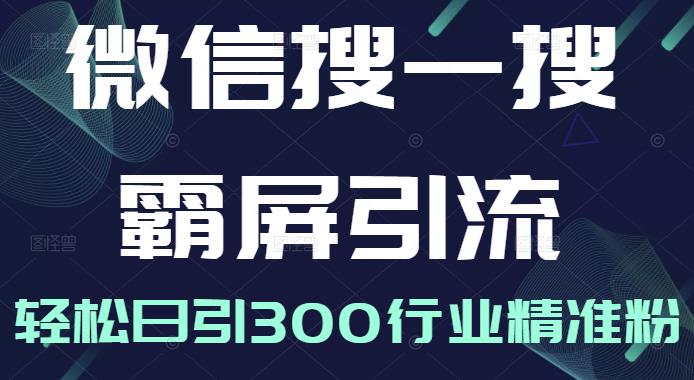 微信搜一搜霸屏引流课,打造被动精准引流系统,轻松日引300行业精准粉-阳知网创资源库