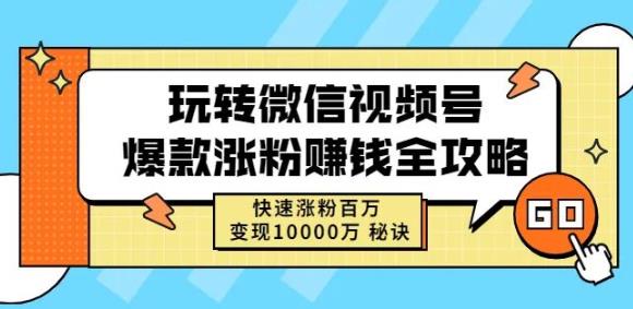 玩转微信视频号爆款涨粉赚钱全攻略,快速涨粉百万变现万元秘诀-阳知网创资源库