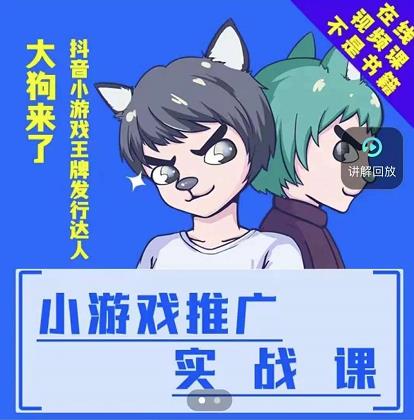 大狗来了:小游戏推广实战课,带你搭建一个游戏推广变现账号-阳知网创资源库