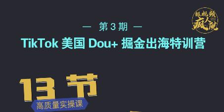 TikTok美国Dou+掘金出海特训营,美国dou+成功投放95%-阳知网创资源库