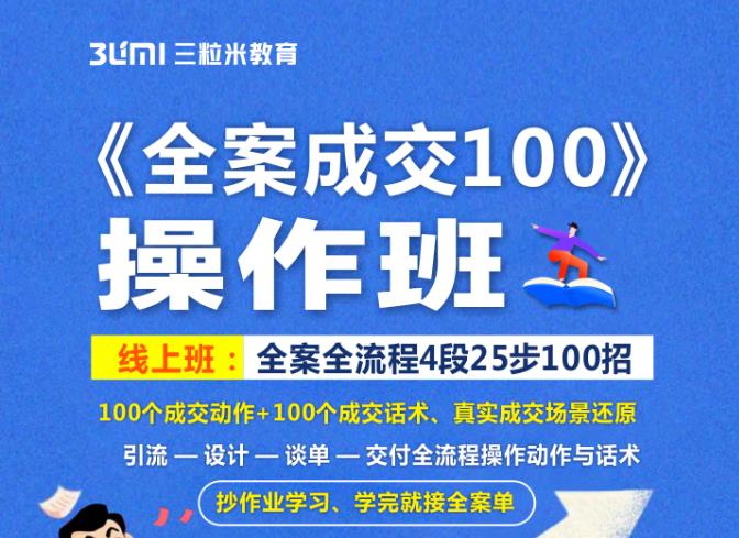 《全案成交100》全案全流程4段25步100招,操作班-阳知网创资源库