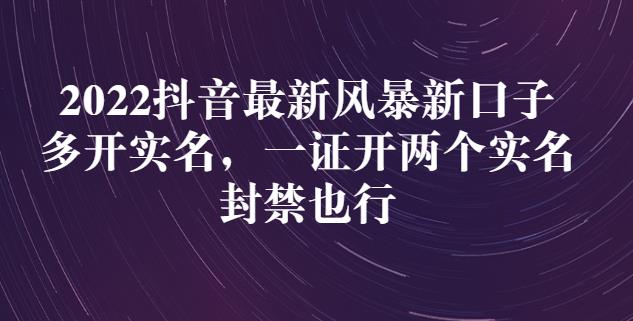 2022抖音最新风暴新口子:多开实名,一整开两个实名,封禁也行-阳知网创资源库