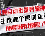 【原创神器】短视频全自动一键剪辑视频,一秒生成100个原创视频(软件+视频+免费卡密)-阳知网创资源库