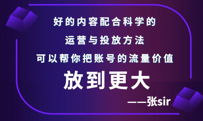 张sir账号流量增长课,告别海王流量,让你的流量更精准-阳知网创资源库