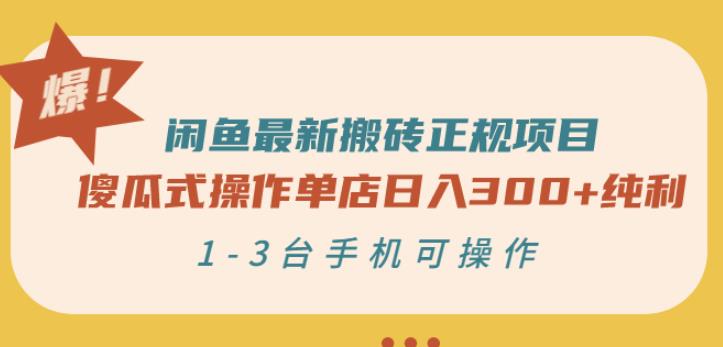 闲鱼最新搬砖正规项目:傻瓜式操作单店日入300+纯利,1-3台手机可操作-阳知网创资源库