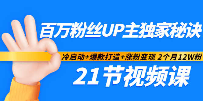 百万粉丝UP主独家秘诀:冷启动+爆款打造+涨粉变现2个月12W粉(21节视频课)-阳知网创资源库