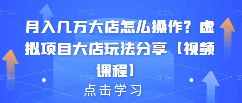 月入几万大店怎么操作?虚拟项目大店玩法分享【视频课程】-阳知网创资源库