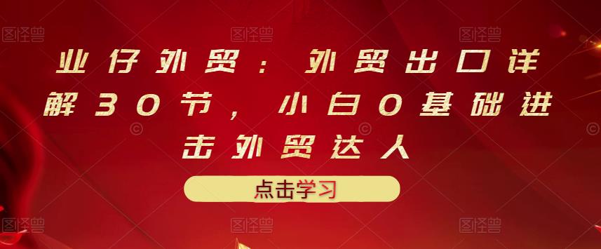 业仔外贸:外贸出口详解30节,小白0基础进击外贸达人 价值666元-阳知网创资源库