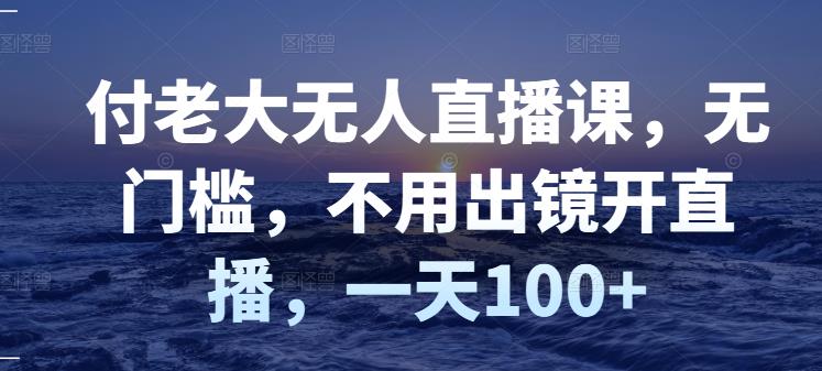 付老大无人直播课,无门槛,不用出镜开直播,一天100+-阳知网创资源库