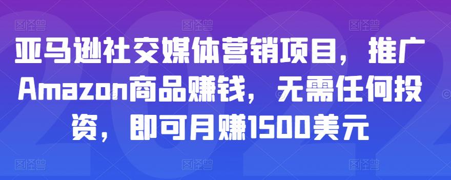 亚马逊社交媒体营销项目，推广Amazon商品赚钱，无需任何投资，即可月赚1500美元-阳知网创资源库