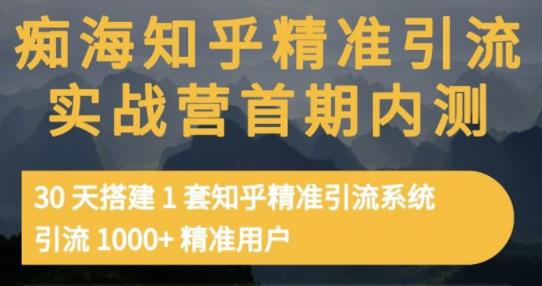 痴海知乎精准引流实战营1-2期,30天搭建1套知乎精准引流系统,引流1000+精准用户-阳知网创资源库