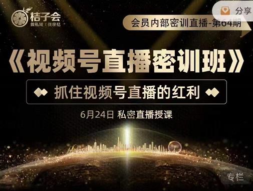 桔子会《视频号直播密训班》,抓住视频号直播的红利 价值12800-阳知网创资源库