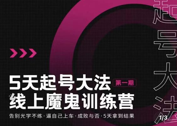大播·五天起号魔鬼训练营，告别光学不练，逼自己上车，成败与否，5天拿到结果-阳知网创资源库