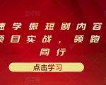 10堂速学微短剧内容制作标准与项目实战,领跑80%同行-阳知网创资源库